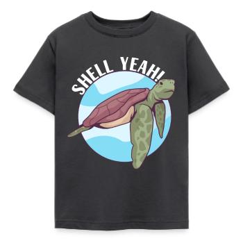 Turtle Turtle Aquatic turtle - Kids' T-Shirt - dark grey - Front - AI Model Kid Female (0cm)