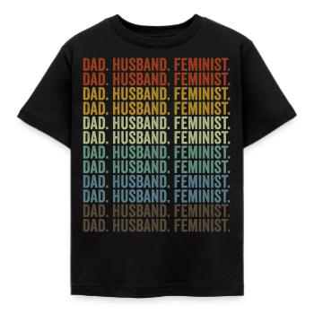 Vater. Ehemann. Feminist. Liberaler Feminist - Kinder T-Shirt - Schwarz - Vorne - AI Model Kid Female (0cm)