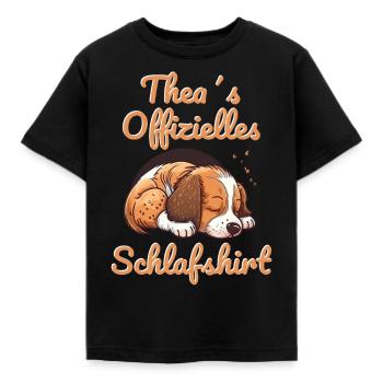 Thea´s Offizielles Schlafshirt - Kinder T-Shirt - Schwarz - Vorne - AI Model Kid Female (0cm)