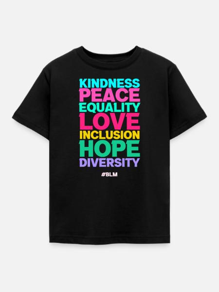 Frieden Liebe Inklusion Gleichheit - Kinder T-Shirt - Schwarz