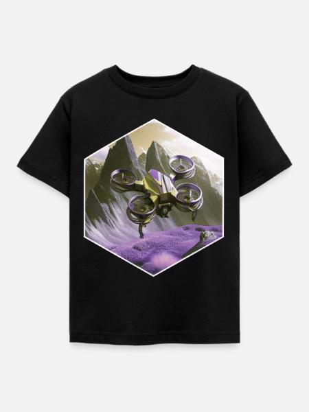 Dronenpilot Quadrocopter fliegen - Kinder T-Shirt - Schwarz
