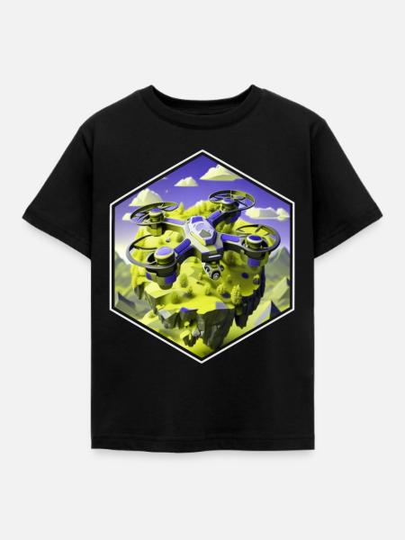 Drohnen Pilot Quadrocopter - Kinder T-Shirt - Schwarz