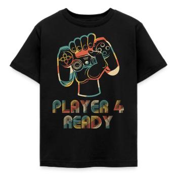 Player 4 Ready in Combo mit Spieler 1, 2 - Kinder T-Shirt - Schwarz - Vorne - AI Model Kid Female (0cm)