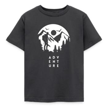 Abenteuer Berge Wanderwege Wald - Kinder T-Shirt - Dunkelgrau - Vorne - AI Model Kid Female (0cm)