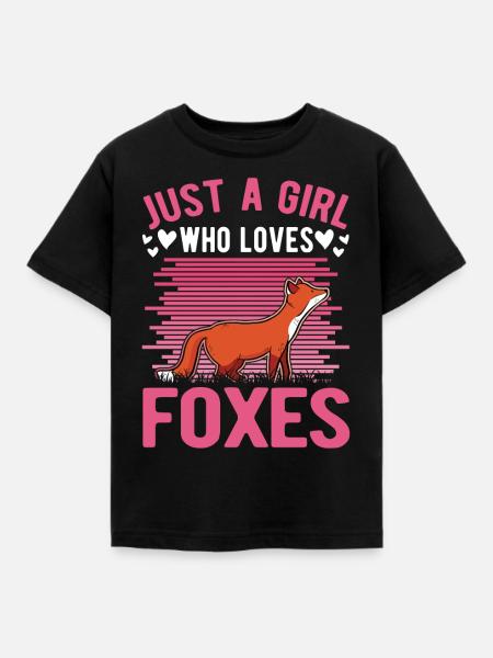 Fuchs Mädchen Geschenk - Kinder T-Shirt - Schwarz