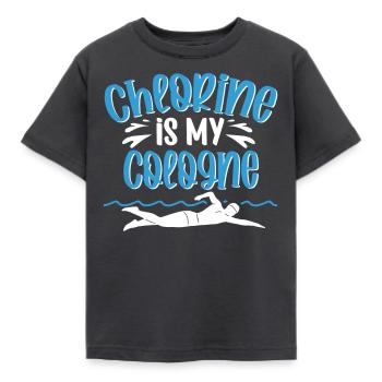 Chlorine Is My Cologne Schwimmen Sport Pool - Kinder T-Shirt - Dunkelgrau - Vorne - AI Model Kid Female (0cm)