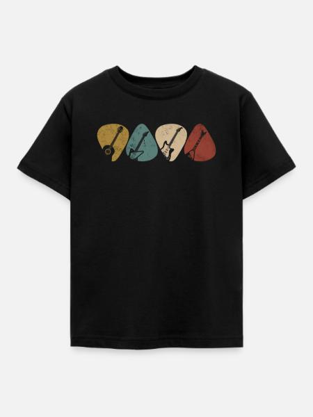 Musiker Gitarre Plektrum Guitars Retro - Kinder T-Shirt - Schwarz