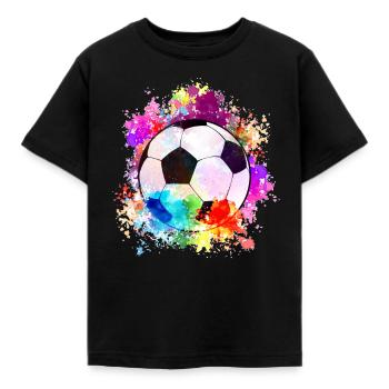 Fußball Tshirt Herren Damen Soccer Football - Kinder T-Shirt - Schwarz - Vorne - AI Model Kid Female (0cm)