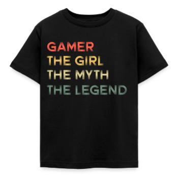 Gamer, La Fille, Le Mythe, La Légende, - T-shirt Enfant - noir - Devant - AI Model Kid Female (0cm)
