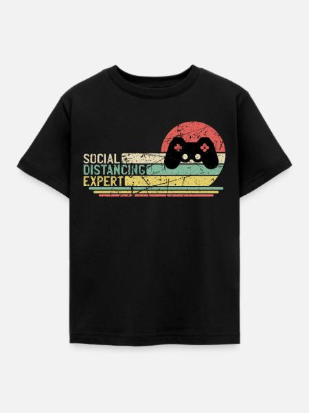 Social Distancing Expert - Lustiger - Kinder T-Shirt - Schwarz