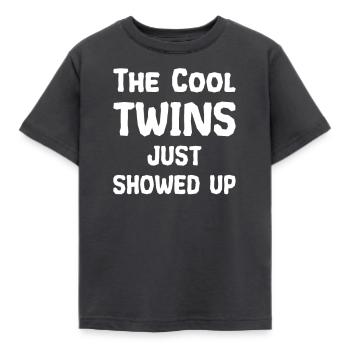 The cool twins are right now - Kids' T-Shirt - dark grey - Front - AI Model Kid Female (0cm)