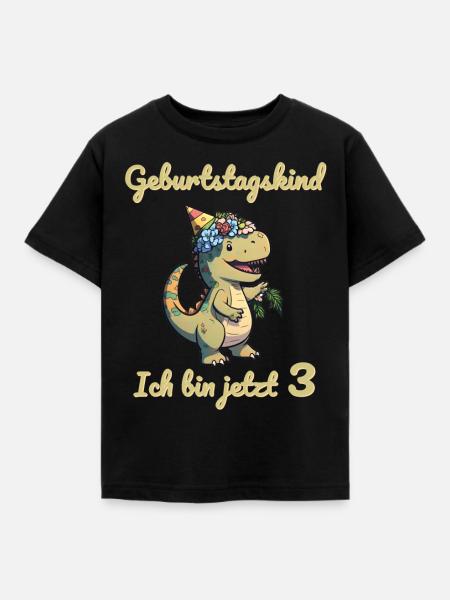 Dino Geburtstagskind - Ich bin jetzt 3 - Kinder T-Shirt - Schwarz