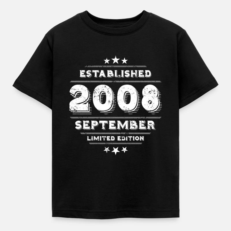 Geburtstag im September 2008 - September - Kinder T-Shirt - Schwarz