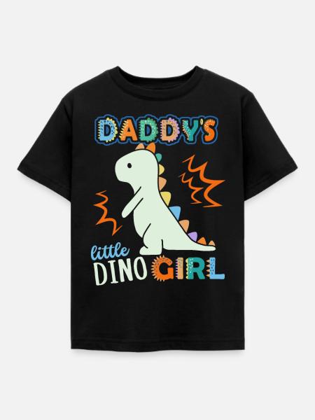 Dinosaur Daddy's Little Dino-Girl, saying - Kids' T-Shirt - black