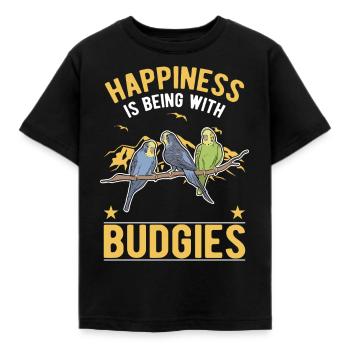 Budgerigar Happiness Welli Perruche Cockatiel - T-shirt Enfant - noir - Devant - AI Model Kid Female (0cm)
