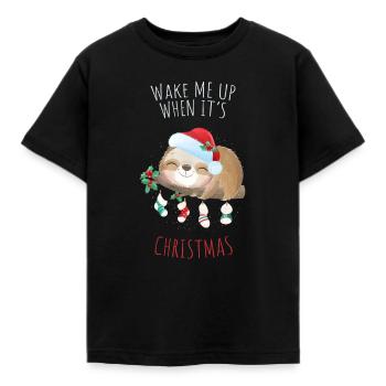 Weck mich auf wenn es Weihnachten ist - - Kinder T-Shirt - Schwarz - Vorne - AI Model Kid Female (0cm)