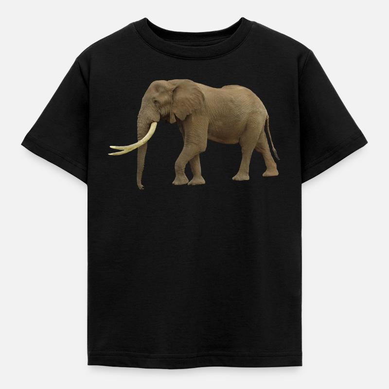 Eléphant - Eléphants - Faune sauvage en Afrique - Eli - T-shirt Enfant - noir