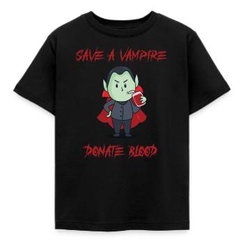 Rette einen Vampir, spende Blut - - Kinder T-Shirt - Schwarz - Vorne - AI Model Kid Female (0cm)