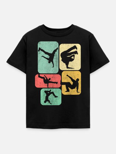 Retro Breakdance Breakdancer Tanzen - Kinder T-Shirt - Schwarz