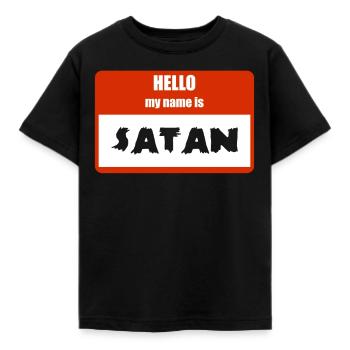 Gruseliges Halloween-Namensschild mit - Kinder T-Shirt - Schwarz - Vorne - AI Model Kid Female (0cm)