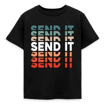 Retro Send It - Kinder T-Shirt - Schwarz - Vorne - AI Model Kid Female (0cm)