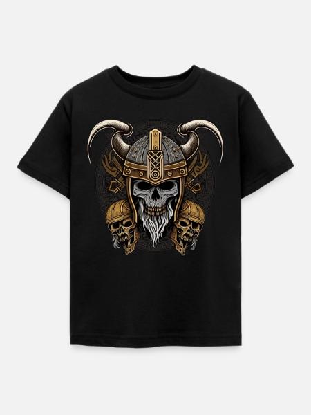 Gotische Walhalla Wikinger-Skelett - Kinder T-Shirt - Schwarz