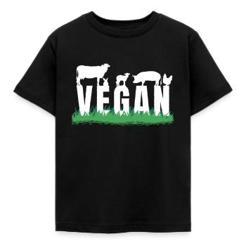Animal welfare of vegan animals vegan environmentally conscious - Kids' T-Shirt - black - Front - AI Model Kid Female (0cm)