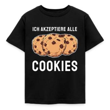 Keks Coder IT Akpzeptiere Cookies Cookie Website - Kinder T-Shirt - Schwarz - Vorne - AI Model Kid Female (0cm)