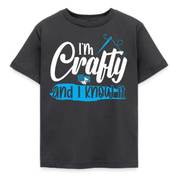 I'm Crafty and i know it - Kids' T-Shirt - dark grey - Front - AI Model Kid Female (0cm)