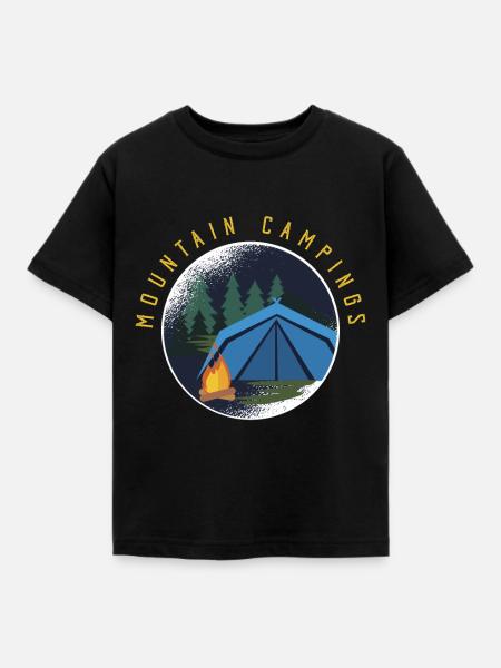 Glücklicher Camper Camping - Kinder T-Shirt - Schwarz