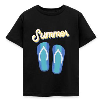 Tongs d’été - T-shirt Enfant - noir - Devant - AI Model Kid Female (0cm)