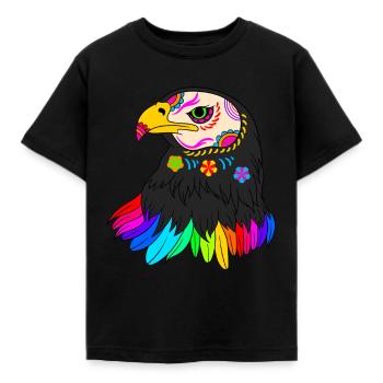 Day of the dead farbiger Adler mexikanisches - Kinder T-Shirt - Schwarz - Vorne - AI Model Kid Female (0cm)
