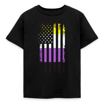 Non Binary Gender Flagge Geschenk - Kinder T-Shirt - Schwarz - Vorne - AI Model Kid Female (0cm)