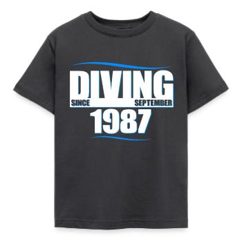 Taucher Geburtstag - Diving since September 1987 - Kinder T-Shirt - Dunkelgrau - Vorne - AI Model Kid Female (0cm)