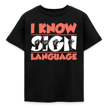 Ich Kann Gebärdensprache Gebärden Awareness Gestik - Kinder T-Shirt - Schwarz - Vorne - AI Model Kid Female (0cm)