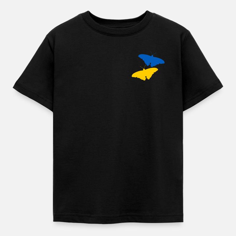 Ukraine, 2 Schmetterlinge - Kinder T-Shirt - Schwarz