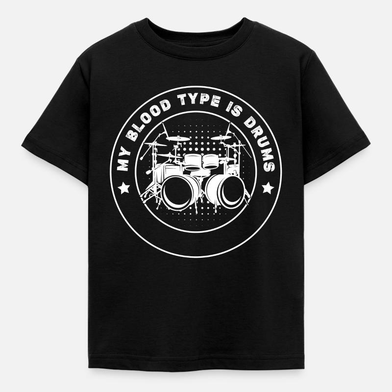 My Blood Type Is Drums - Drummer Drum Player - Kinder T-Shirt - Schwarz