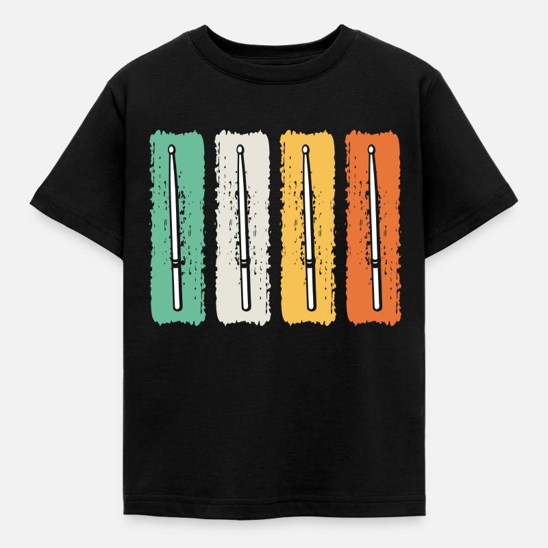 Retro Drumsticks Drummer Drum Player - Retro Drums - Kinder T-Shirt - Schwarz