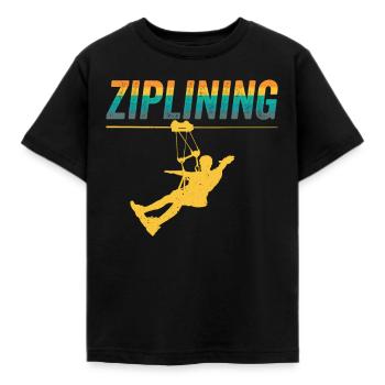 Ziplining Sport Zipline Seilrutsche Sprüche - Kinder T-Shirt - Schwarz - Vorne - AI Model Kid Female (0cm)