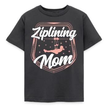 Ziplining Mama Sprüche Zipline Seilrutsche Sport - Kinder T-Shirt - Dunkelgrau - Vorne - AI Model Kid Female (0cm)