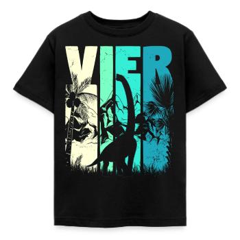 Brachiosaurus 4 Jahre Alt Junge 4. Geburtstag - Kinder T-Shirt - Schwarz - Vorne - AI Model Kid Female (0cm)