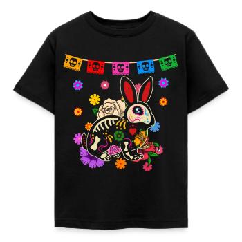 Day of the dead farbiger Hase mexikanisches - Kinder T-Shirt - Schwarz - Vorne - AI Model Kid Female (0cm)