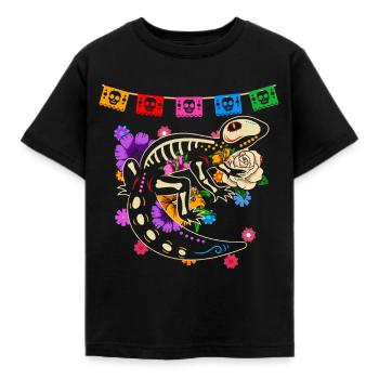 Day of the dead farbiger Gecko mexikanisches - Kinder T-Shirt - Schwarz - Vorne - AI Model Kid Female (0cm)