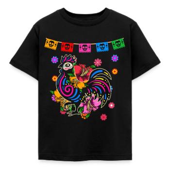 Day of the dead farbiger Hahn mexikanisches - Kinder T-Shirt - Schwarz - Vorne - AI Model Kid Female (0cm)