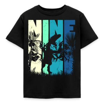 Deinonychus 9 Jahre Alt Junge 9. Geburtstag - Kinder T-Shirt - Schwarz - Vorne - AI Model Kid Female (0cm)