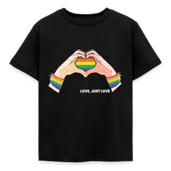 CSD LGBT Hände formen Regenbogen Herz Pride Love - Kinder T-Shirt - Schwarz - Vorne - AI Model Kid Female (0cm)