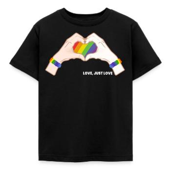 CSD LGBT Hands Shape Rainbow Heart Pride Love - Kids' T-Shirt - black - Front - AI Model Kid Female (0cm)