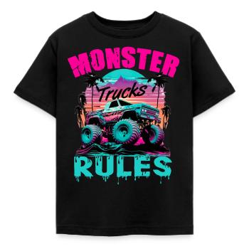 Monster Trucks Rules für Männer und Jungen - Kinder T-Shirt - Schwarz - Vorne - AI Model Kid Female (0cm)