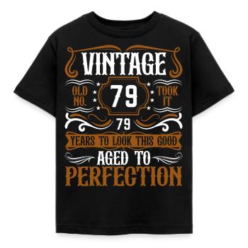 79. Geburtstag Vintage Retro - Kinder T-Shirt - Schwarz - Vorne - AI Model Kid Female (0cm)