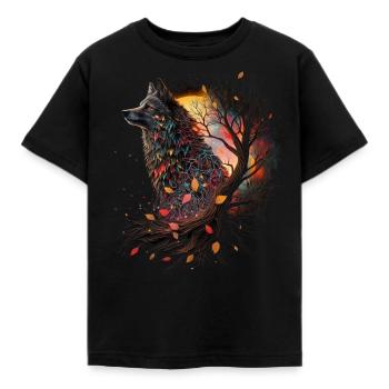Wolf Tier Kunst Geschenk Tiermotiv - Kinder T-Shirt - Schwarz - Vorne - AI Model Kid Female (0cm)